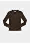 Slim Fit Polo Collar Plain Women's Green Sweater - 5