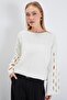 Openwork Sleeves Boat Neck Wide Sleeve Knitwear Sweater - 6