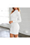 Women's White Bodycon Long sleeve Dress - 3