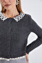 Knitwear Cardigan with Lace Collar and Hem - 4