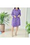 Women's Purple Floral Long sleeve Midi Dress