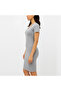 Women's Gray V-neck Short sleeve Dress - 6