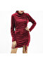 Women's Red High neck Midi Dress - 5