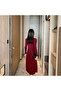 Women's Red A-line Midi Dress - 2