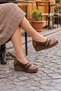 Blake Taba Genuine Calfskin Stretch Buckle Wedge Heeled Casual Shoes