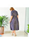 Women's Blue Striped Midi Dress - 3