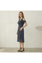 Women's Black V-neck Cold shoulder Midi Dress - 4