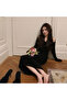 Women's Black Bodycon Midi Dress - 5