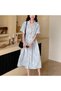 Women's Blue Striped Midi Dress