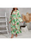 Women's Green Floral Standing collar Maxi Dress - 2