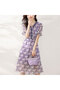 Women's Purple Floral Short sleeve Midi Dress - 3
