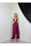 Women's Mürdüm Blouse-Pants Set Strapless Blouse and Elastic Waistband Loose Pants Set with Pockets - 4