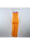 Women's Orange Color block Maxi Dress - 4