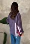 Women's Plum Striped Shirt Collar Long Sleeve Buttoned Woven Comfortable Fit - 5