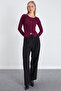Ribbed Slim Fit Blouse with Snap Front - 4