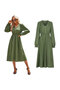 Women's A-line Long sleeve Midi Dress - 3