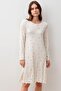 Long Sleeve Buttoned Patterned Lycra Viscose Short Nightgown - 3