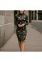 Women's Green Long sleeve Dress - 4