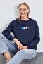 3 Thread Teddy Bear Embroidered Oversize Sweatshirt with Stopper