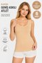 Women's Wide Strap Undershirt 6 Pieces (Tutku Authorized Seller) Cotton Ribbed Fabric Soft Daily Underwear - Skin