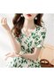 Women's Green V-neck Midi Dress - 2