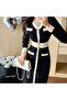 Women's Black Bodycon Long sleeve Dress - 4