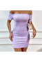 Women's Off-shoulder Short sleeve Dress - 2