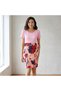Women's Pink Floral Bodycon Short sleeve Mini Dress - 5