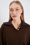 Velvet Polo Collar Knit Sweater - 3