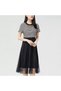 Women's Black Striped Midi Dress - 2