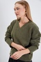 Basic V-Neck Oversize Knitwear Sweater - 7