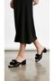 Black Fur Stone Buckle Thick Block Heeled Evening and Special Occasion Slippers - 4