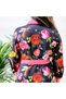 Women's Black Floral Midi Dress - 3