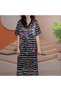 Women's Black Striped Midi Dress - 3