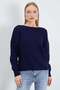 Crew Neck Knit Sweater with Bow Detail on the Back