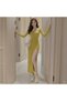 Women's Yellow Long sleeve Maxi Dress - 3