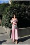 Women's White Carmen Collar Off-The-Shoulder Drape Detailed Accessory Buckle Maxi Dress - 2