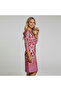 Women's Red Floral V-neck Long sleeve Midi Dress - 4