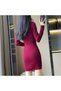 Women's Burgundy Bodycon Mini Dress - 2