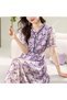 Women's Purple Floral Short sleeve Midi Dress - 7
