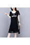 Women's Black Graphic V-neck Dress