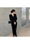Women's Black Bodycon Midi Dress