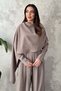 Women's Mink Bottom-Top Set with Cape Detail, Long Sleeve Blouse, Wide Leg Pants, Two-Piece Set - 3