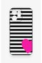 Oppo Reno 14F Compatible Striped Heart Pattern Silicone Case - 2