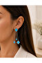 Blue Stone Clover Model Steel Earrings - 3
