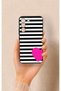 Samsung S22 Compatible Striped Heart Pattern Silicone Case