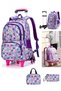 Girls School Bag Girl Geometric Printed Primary Junior High University School Bag with Pencil Bag Lunch Bag Trailer Casual Shoulder Bag Travel Rucksack (Trolley Backpack Purple)