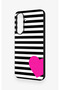 Samsung A37 Compatible Striped Heart Patterned Silicone Case - 4