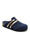 Mc401-Sue Navy Blue Genuine Suede Leather Modular Velcro Striped Unisex Orthopedic Cork Sole Sabo Slippers - 3