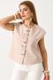 Women's Button Detailed Zero Sleeve Vest Beige - 4